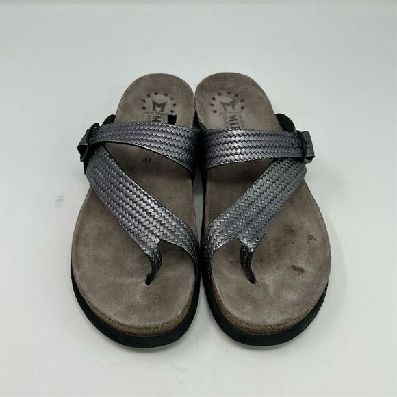 Mephisto Helen Grey Silver Twist Thong Sandals Gray Size 11 Woven Texture Summer - Picture 4 of 12